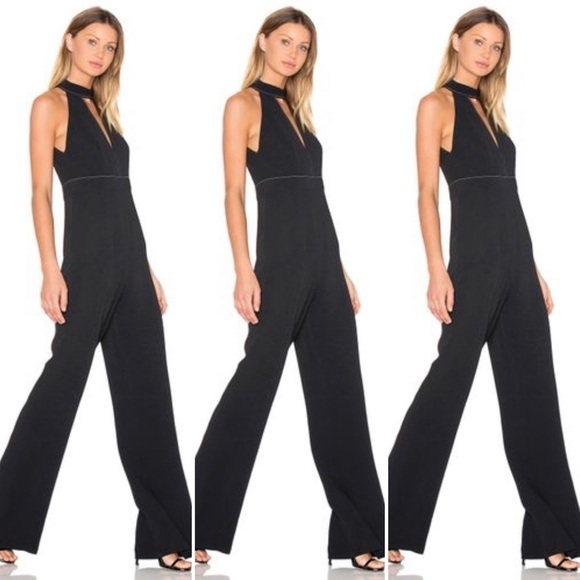 Alexis Jumpsuit Dawn Black Contrast Keyhole Trim Halter Jumpsuit Small - Picture 4 of 12